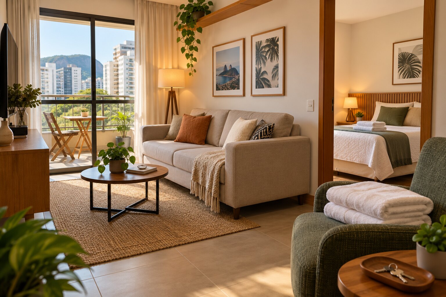 Imagem ilustrativa de apartamento organizado para receber um hóspede